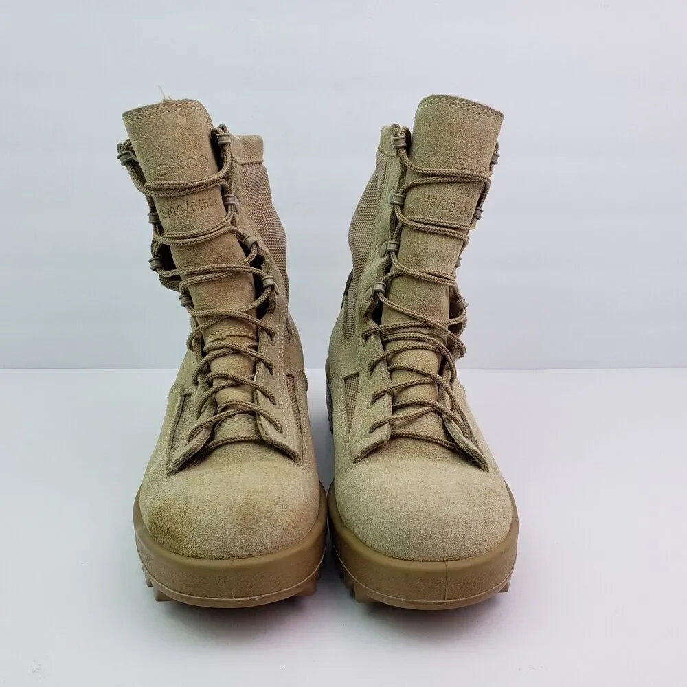Wellco Mens Size 6.5 Desert Tan Lace Up USA Made Military Combat Boots 18/08/045